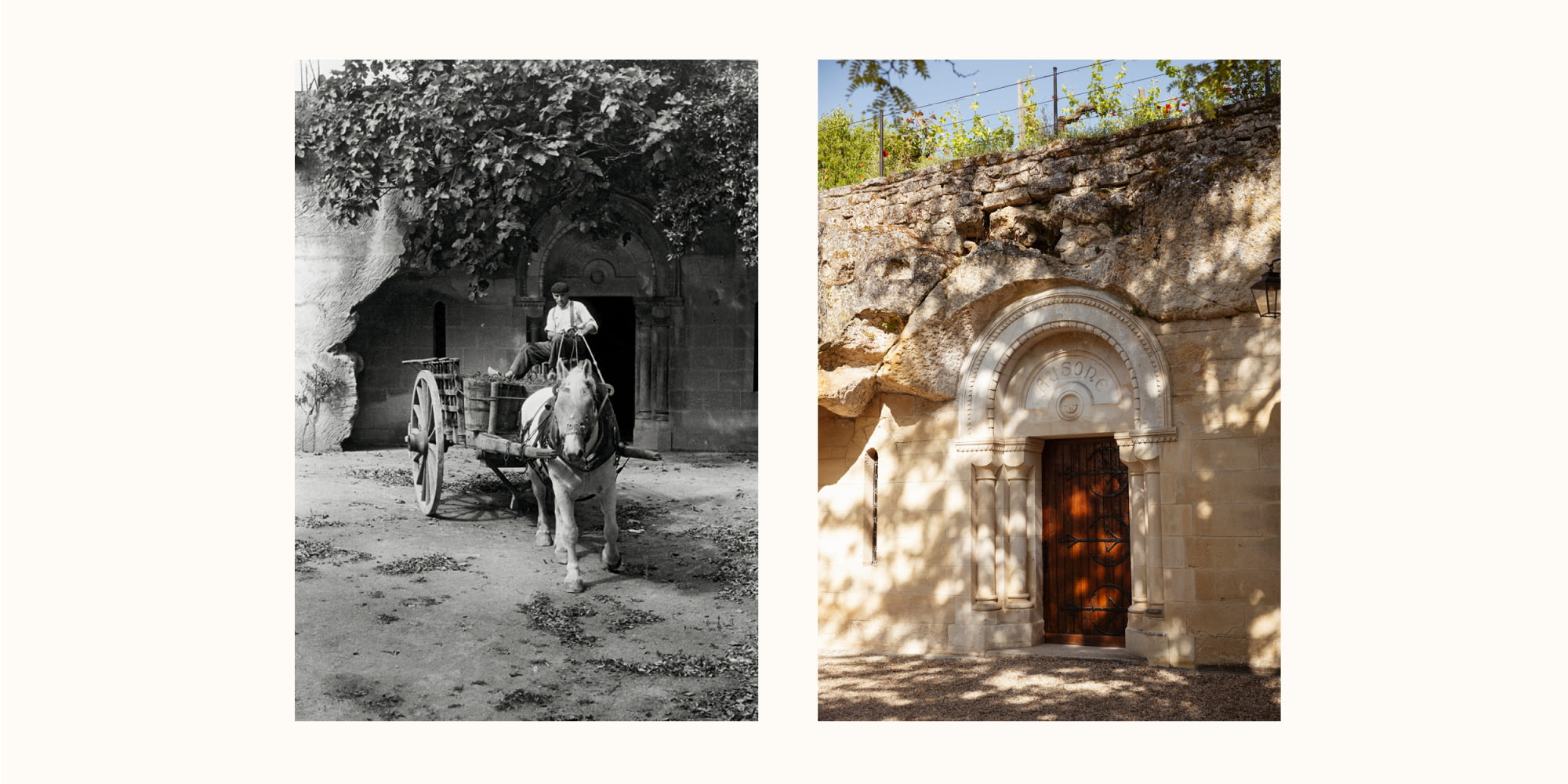 M. Thomas Gabas, photo prise entre 1945 et 1950 devant la porte de cave troglodyte.